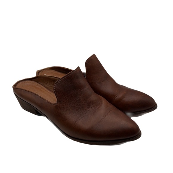 Frye Shoes - Frye Sz 6 1/2 Cognac Ray Brown Leather Slide Mules Sophisticated Comfort